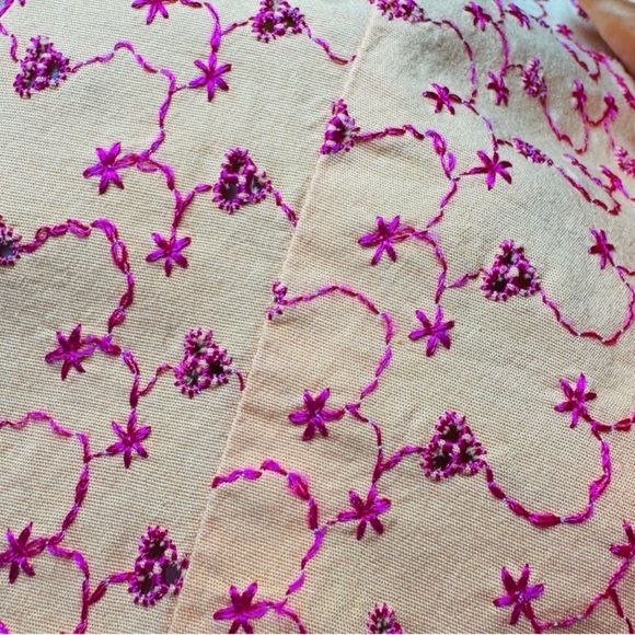 Versace Jeans Collection Peach Embroidered Ruffle Button-Down Top - Picture 9 of 11